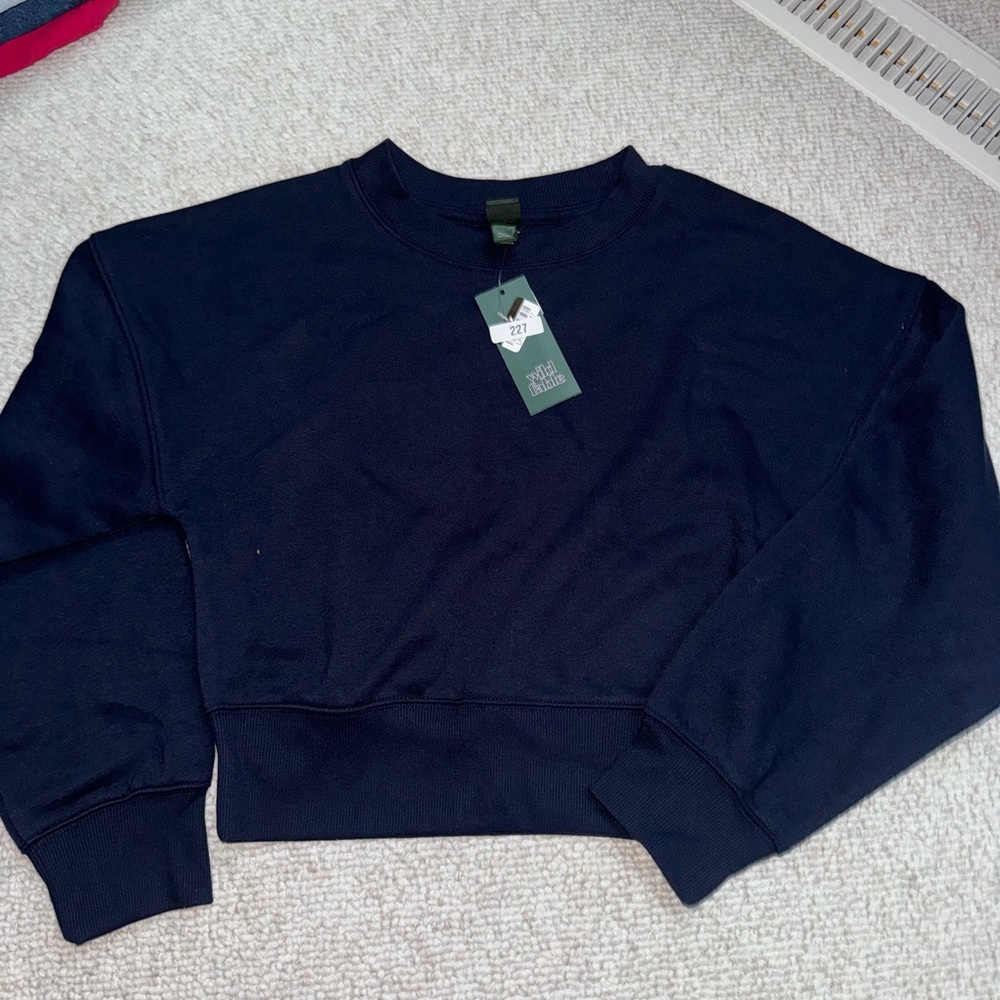 Navy blue Cropped Sweatshirt